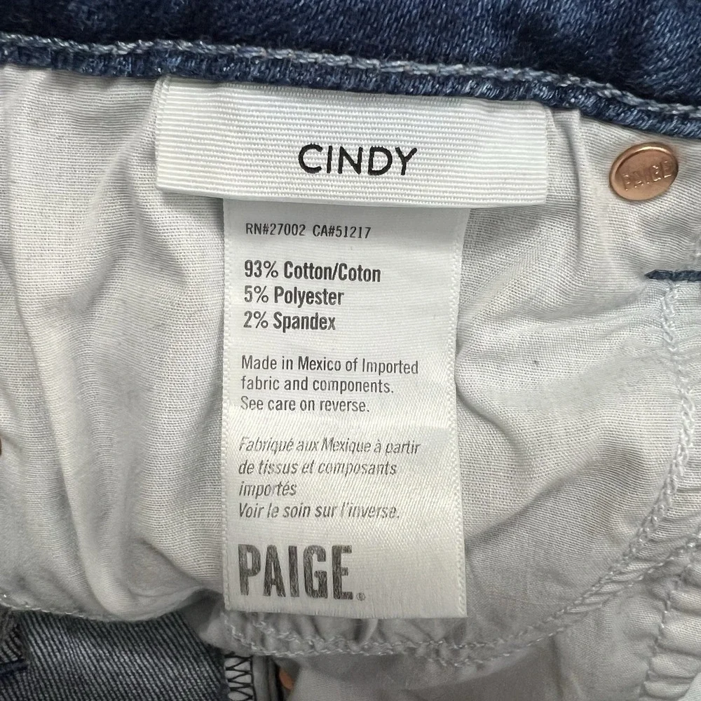 PAIGE Cindy High Rise‎ Straight Jeans 29 Mel Destroyed Hem Raw Hem Ankle